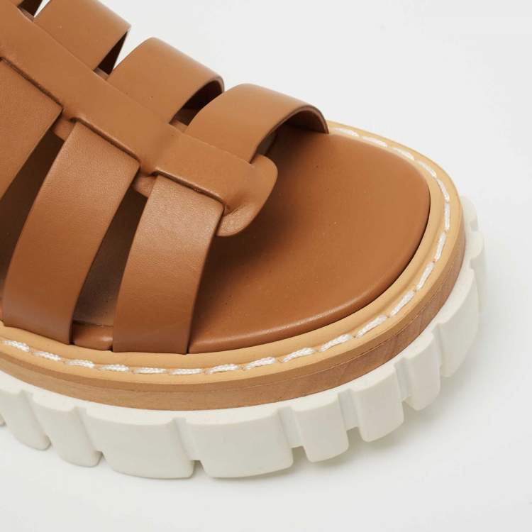 Pre Owned Stella McCartney Brown Faux Leather Emilie Gladiator Heeled Sandals Size 38