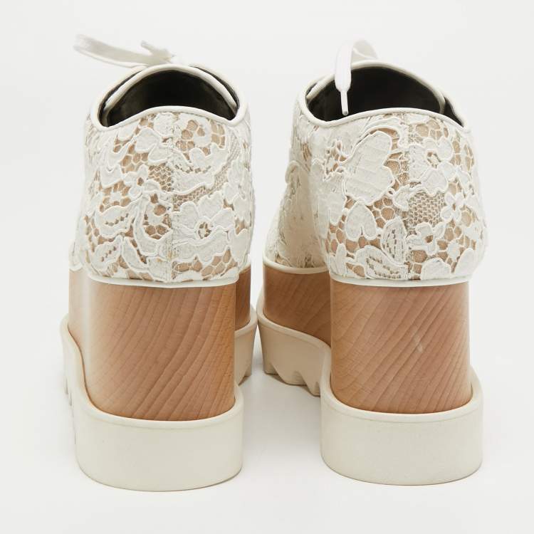 Pre Owned Stella McCartney Off White Lace Elyse Platform Derby Sneakers Size 39