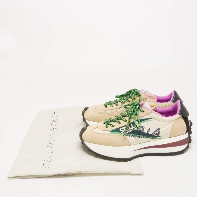 مملوكة مسبقًا Stella McCartney Beige Suede and Mesh Polyester Reclypse  Low Top Sneakers Size 38