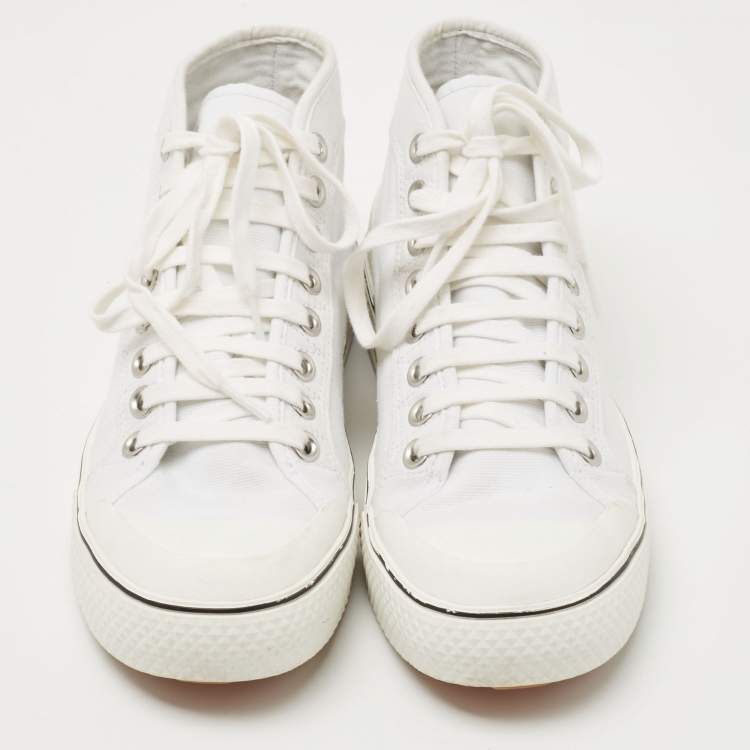 Pre Owned Stella McCartney White Canvas High Top Sneakers Size 40