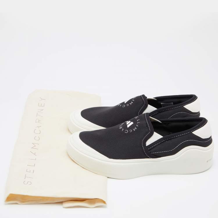 Pre Owned Stella McCartney x Adidas Black Canvas Logo Slip on Sneakers Size 40.5