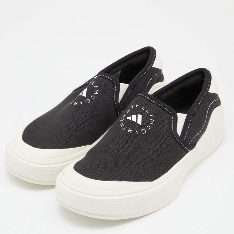 Pre Owned Stella McCartney x Adidas Black Canvas Logo Slip on Sneakers Size 40.5