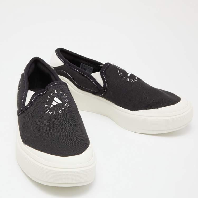 Pre Owned Stella McCartney x Adidas Black Canvas Logo Slip on Sneakers Size 40.5
