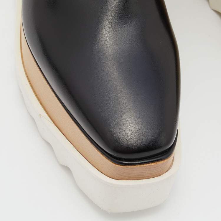 Pre Owned Stella McCartney Black Faux Leather Elyse Platform Derby Sneakers Size 36