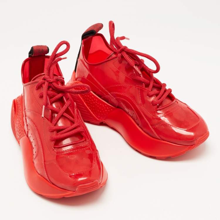 Pre Owned Stella McCartney Red PVC  Eclypse Low Top Sneakers Size 36
