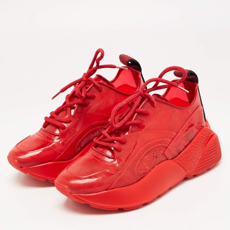 Pre Owned Stella McCartney Red PVC  Eclypse Low Top Sneakers Size 36
