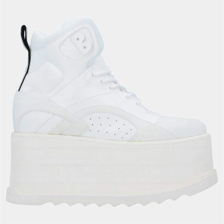 Pre Owned Stella Mccartney Faux Leather Platform Sneakers 35.5