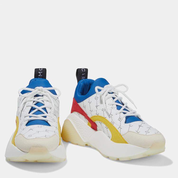 Pre Owned Stella Mccartney Multicolor Faux Leather and Faux Suede Sneakers Size 37