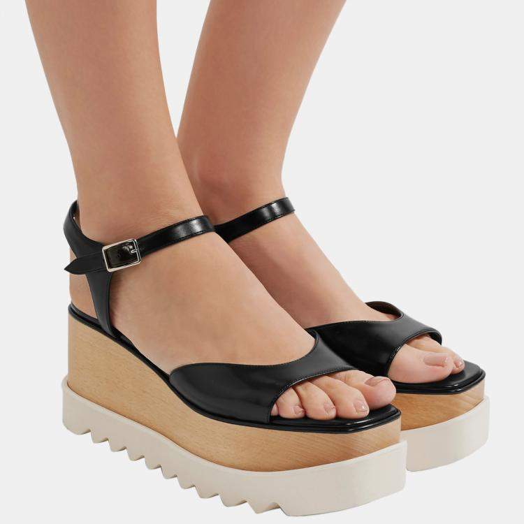 Pre Owned Stella McCartney Faux Leather Platform Sandals Size 38.5