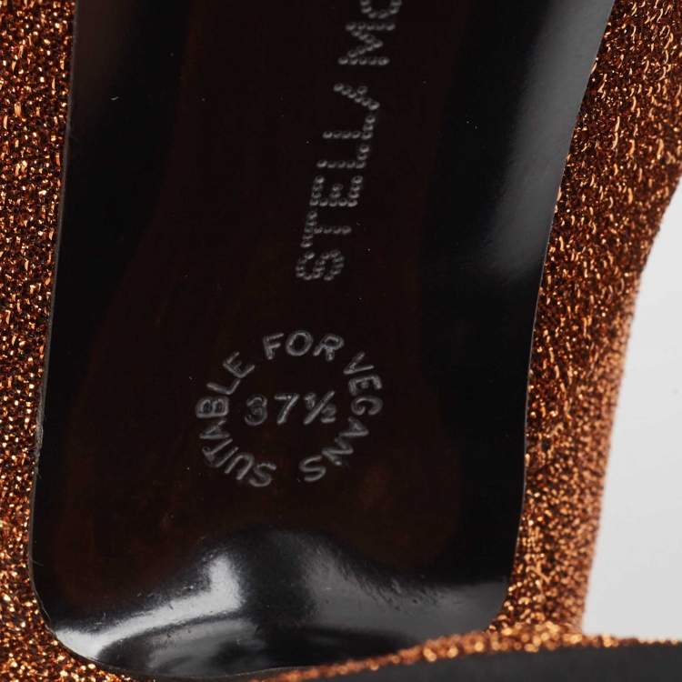 Pre Owned Stella McCartney Brown/Gold Lurex Groove Ankle Boots Size 37.5