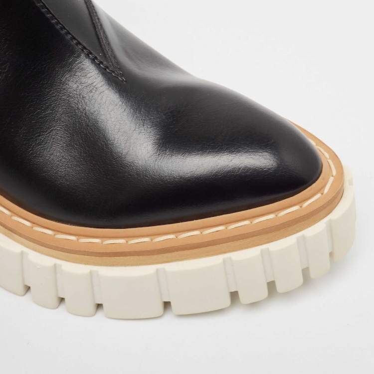 Pre Owned Stella McCartney Black Faux Leather Emilie Platform Ankle Boots Size 37