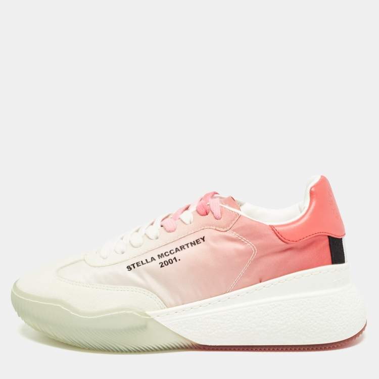 Pre Owned Stella McCartney Tricolor Faux Suede and Fabric Loop Sneakers Size 36