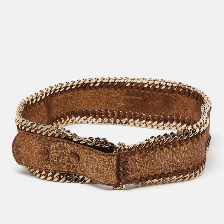 Pre Owned Stella McCartney Bronze Faux Suede Falabella Waist Belt 75CM