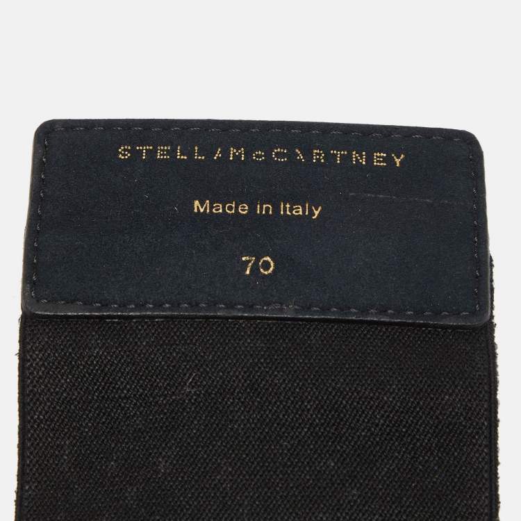 Pre Owned Stella McCartney Black Elastic and Faux Suede Buckle Wide Belt 70CM