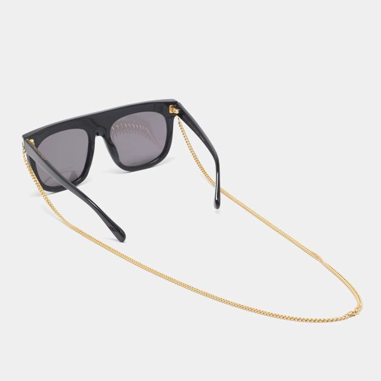Pre Owned Stella McCartney Black SC0043S Falabella Chain Square Sunglasses