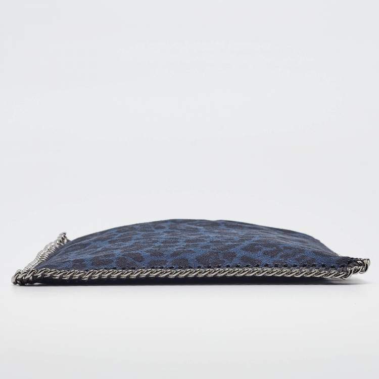 Pre Owned Stella McCartney Black/Blue Leopard Print Faux Suede Falabella iPad Case
