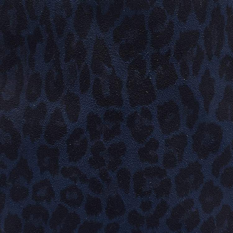 Pre Owned Stella McCartney Black/Blue Leopard Print Faux Suede Falabella iPad Case