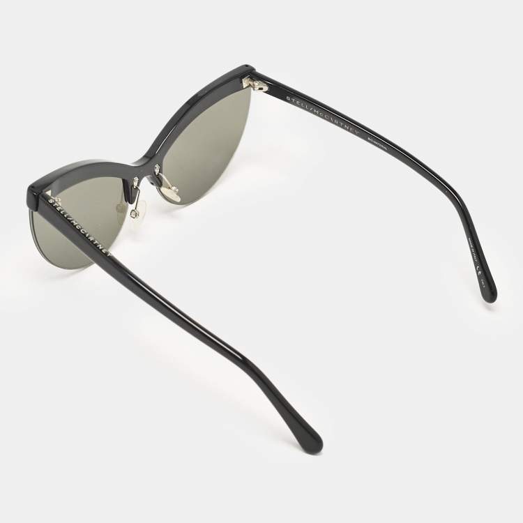 Pre Owned Stella McCartney Black/Silver SC0083S Mirror Cat Eye Sunglasses
