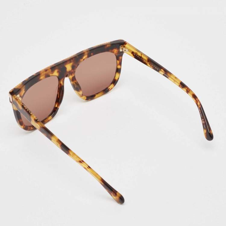 Pre Owned Stella McCartney Tortoise Brown Falabella Chain Square Sunglasses