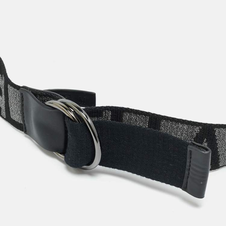 Pre Owned Stella McCartney M Buckle Belt Black/Silver Monogram Canvas
