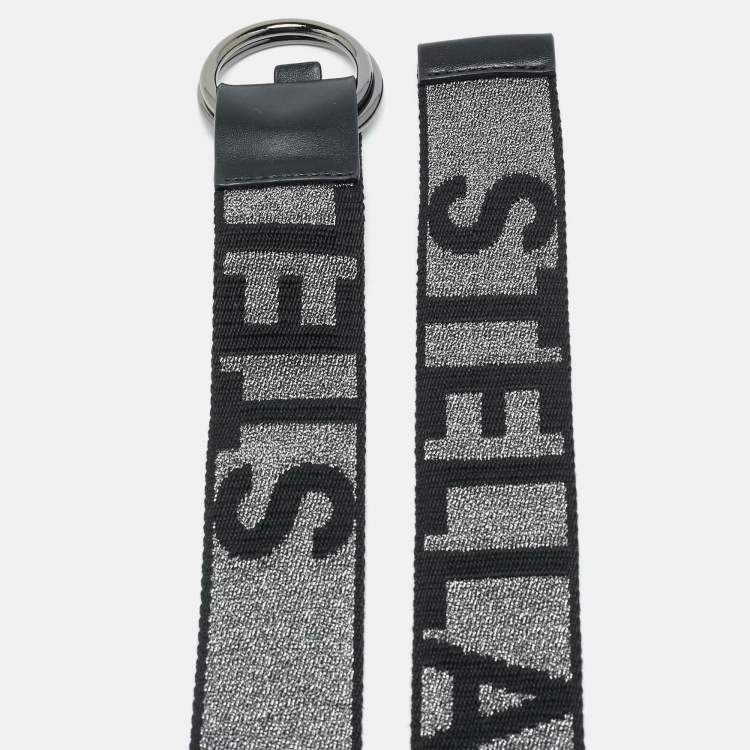 Pre Owned Stella McCartney M Buckle Belt Black/Silver Monogram Canvas