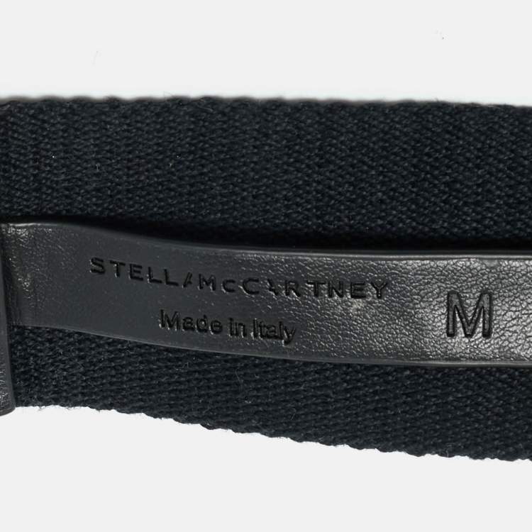 Pre Owned Stella McCartney M Buckle Belt Black/Silver Monogram Canvas