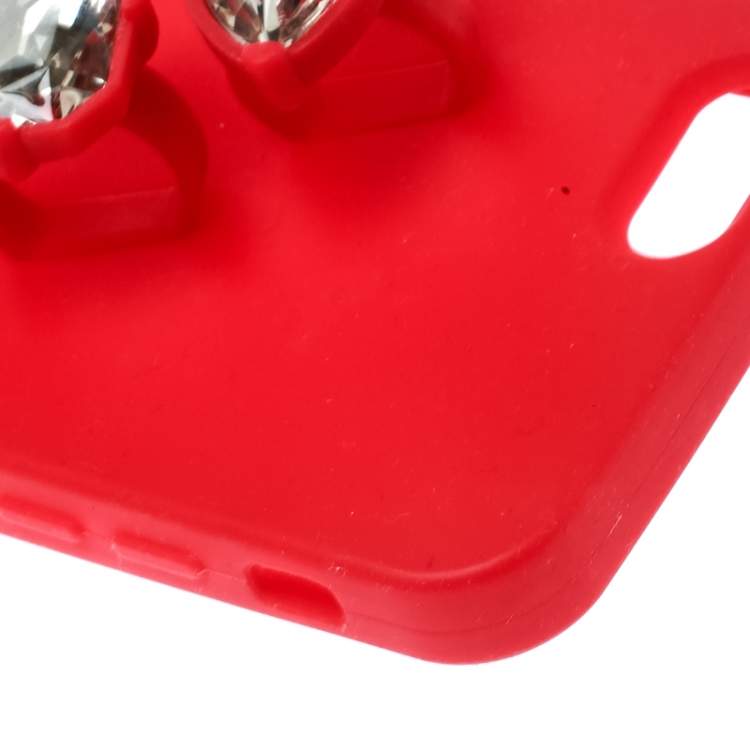 Pre Owned Stella McCartney Red Rubber Crystal Four Finger Ring iPhone 6 Case