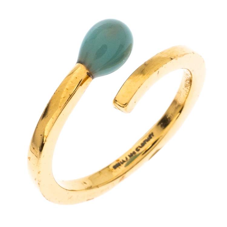 Pre Owned Stella McCartney Matchstick Enamel Gold Tone Ring Size 54