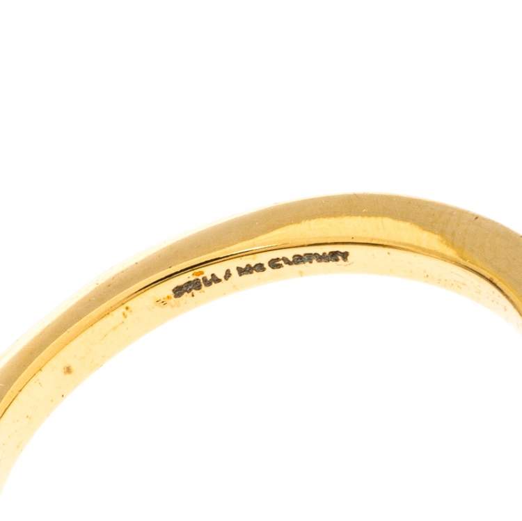 Pre Owned Stella McCartney Matchstick Enamel Gold Tone Ring Size 54