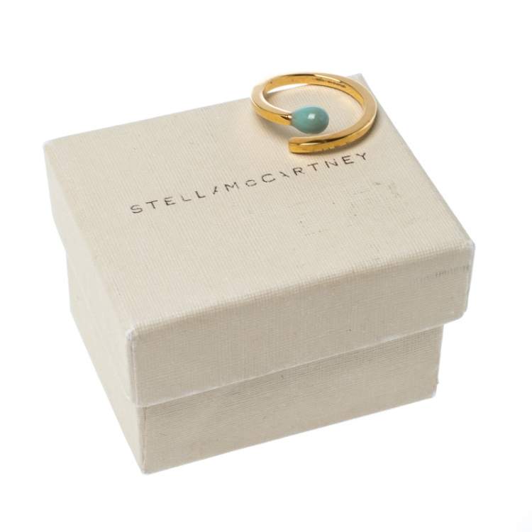 Pre Owned Stella McCartney Matchstick Enamel Gold Tone Ring Size 54