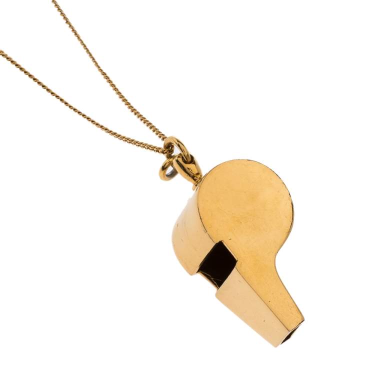 Pre Owned Stella McCartney Whistle Gold Tone Pendant Necklace