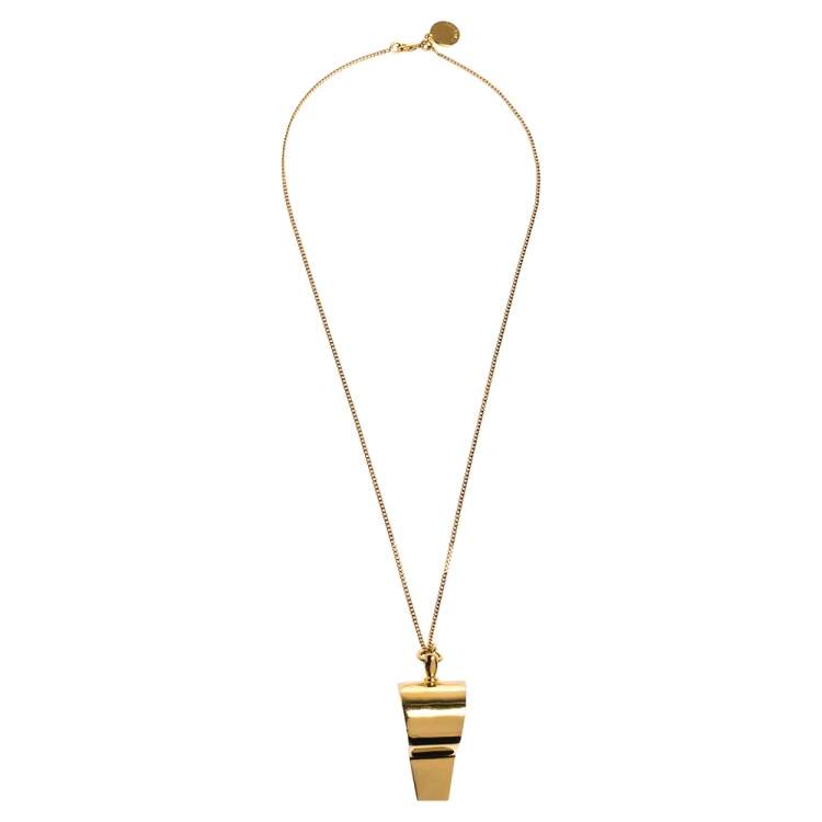 Pre Owned Stella McCartney Whistle Gold Tone Pendant Necklace
