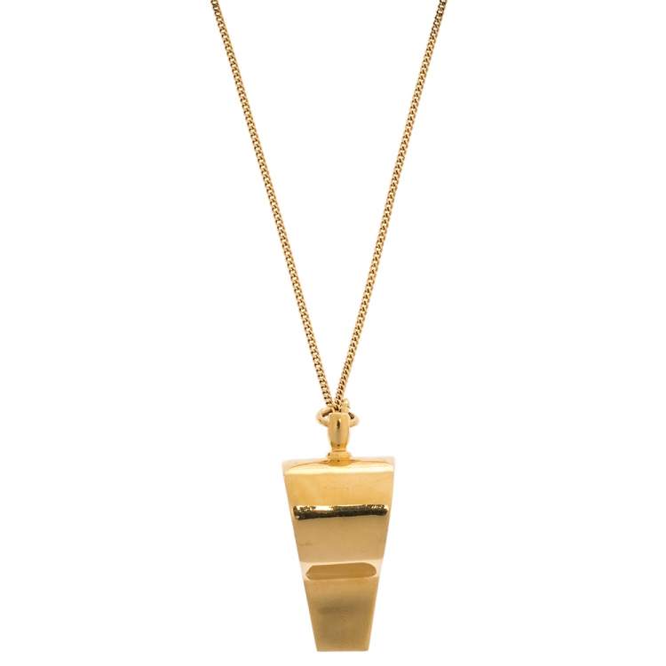 Pre Owned Stella McCartney Whistle Gold Tone Pendant Necklace