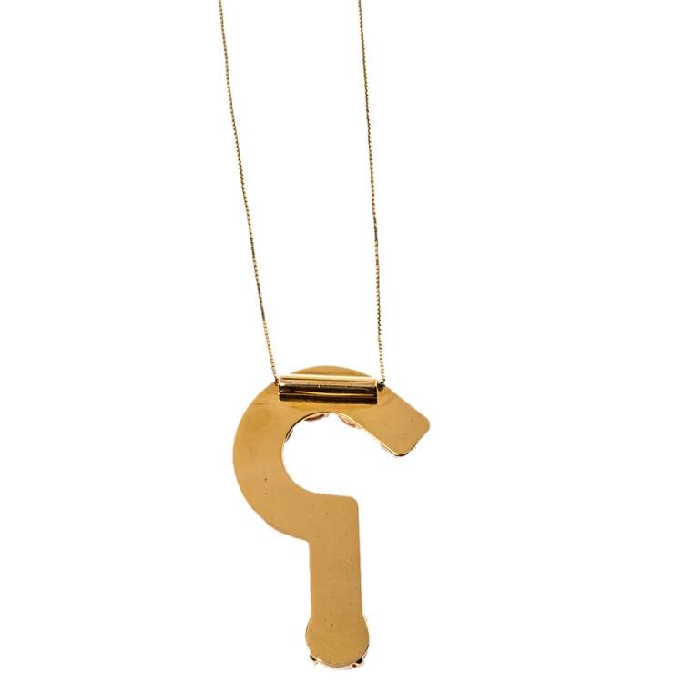 Pre Owned Stella McCartney Resin Question Mark Gold Tone Pendant Necklace and Earrings set
