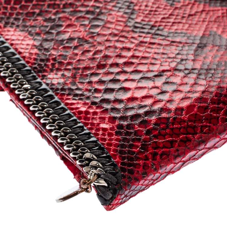 Pre Owned Stella McCartney Red Python Print Faux Leather Falabella iPad Holder