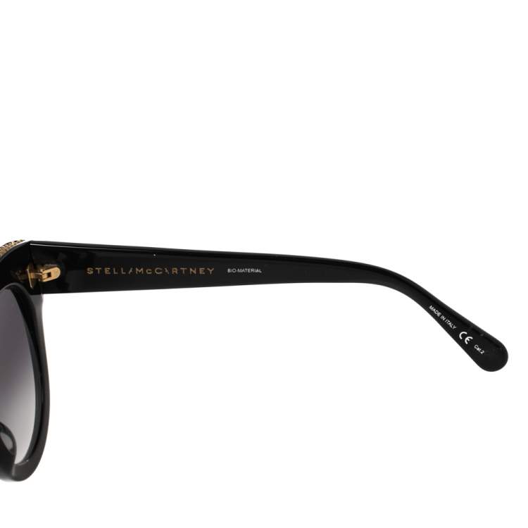 Pre Owned Stella McCartney Black & Gold / Grey Gradient SC0018S Cat Eye Sunglasses