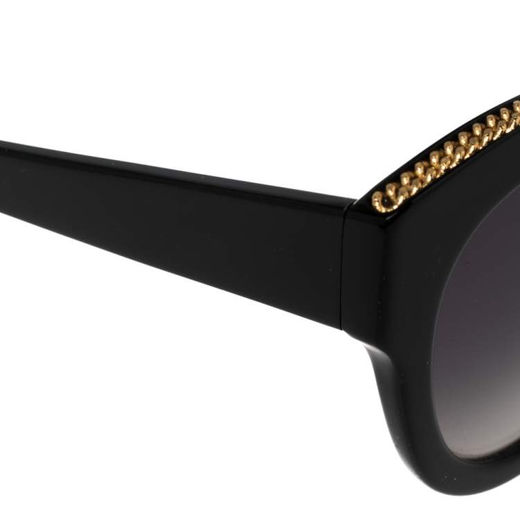 Pre Owned Stella McCartney Black & Gold / Grey Gradient SC0018S Cat Eye Sunglasses