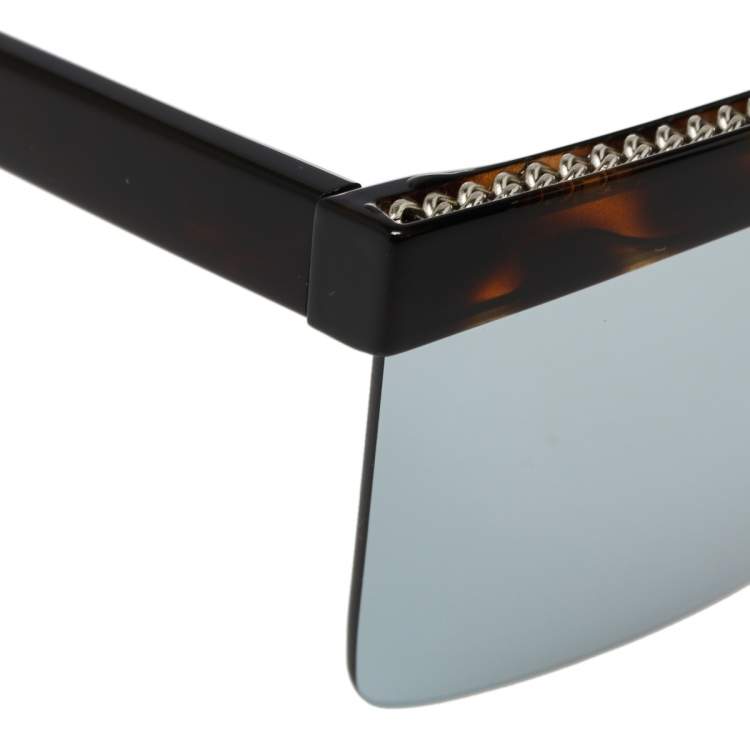 Pre Owned Stella McCartney Brown Tortoise/Blue SC0148S Shield Sunglasses