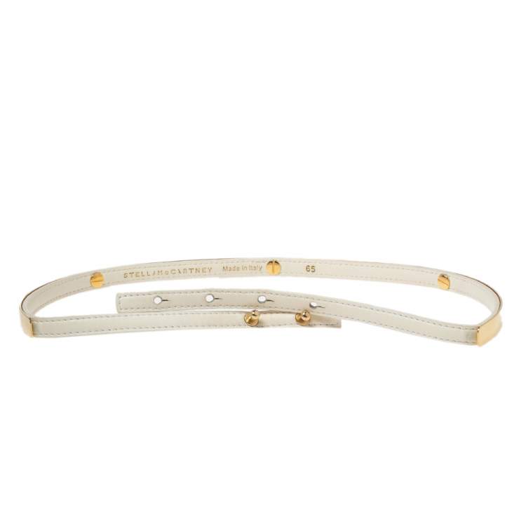 Pre Owned Stella McCartney White Faux Leather And Metal Slim Belt 65CM