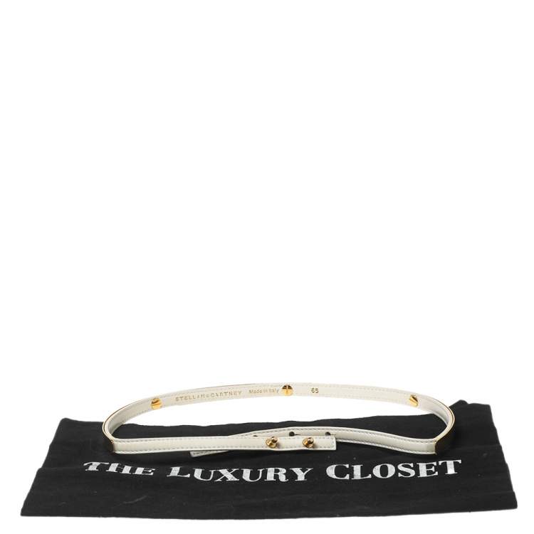 Pre Owned Stella McCartney White Faux Leather And Metal Slim Belt 65CM