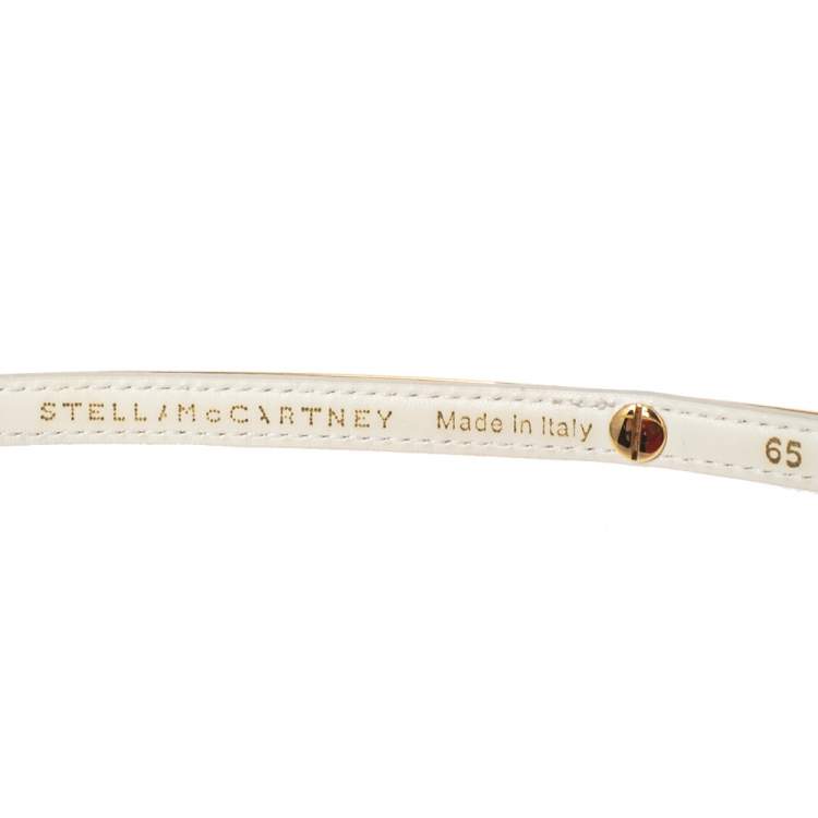 Pre Owned Stella McCartney White Faux Leather And Metal Slim Belt 65CM