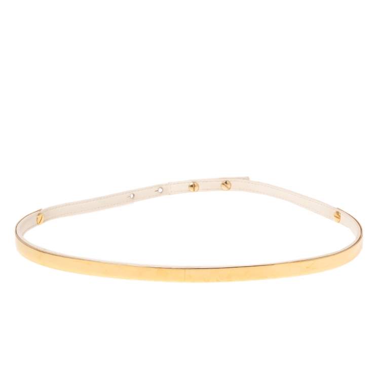 Pre Owned Stella McCartney White Faux Leather And Metal Slim Belt 65CM