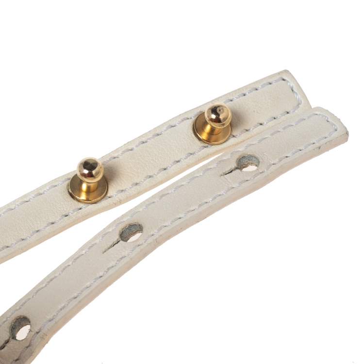 Pre Owned Stella McCartney White Faux Leather And Metal Slim Belt 65CM