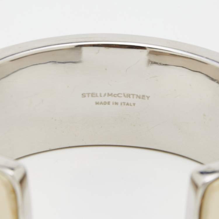 Pre Owned Stella McCartney Cream Leather & Chain Bangle Bracelet