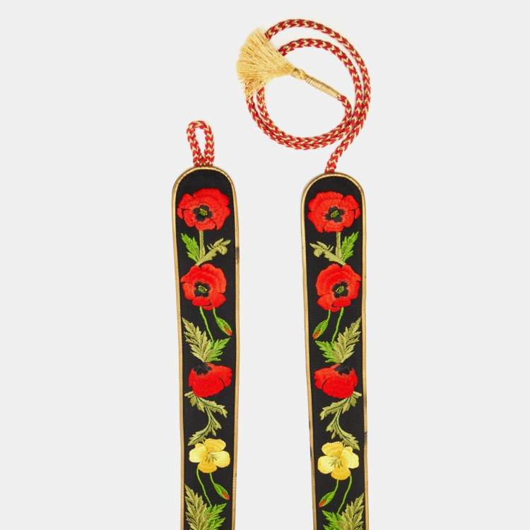 Pre Owned Stella McCartney Multicolor Floral Embroidered and Leather Double Wrap Belt 75CM