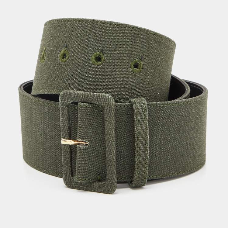 Pre Owned Stella McCartney Green Canvas Waist Belt 71CM