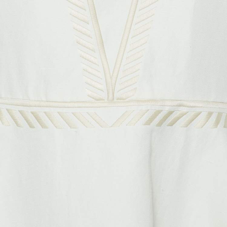 Pre Owned Stella McCartney Off White Embroidered Cotton Blend Tunic S