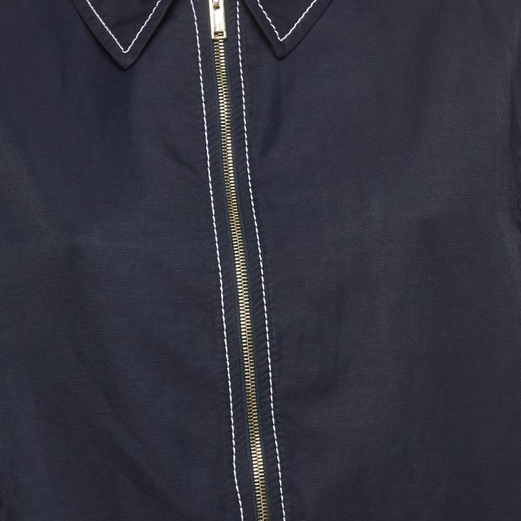 Pre Owned Stella McCartney Navy Blue Cotton Blend Zip-Front Jacket M