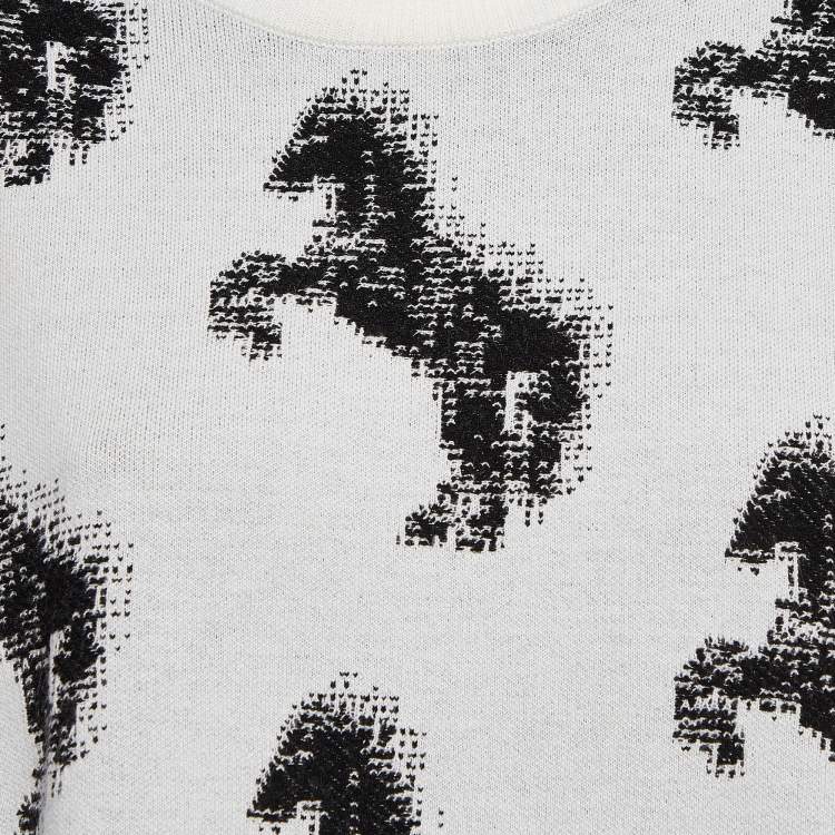 Pre Owned Stella McCartney Grey Pixel Horse Intarsia Knit Sweatshirt M