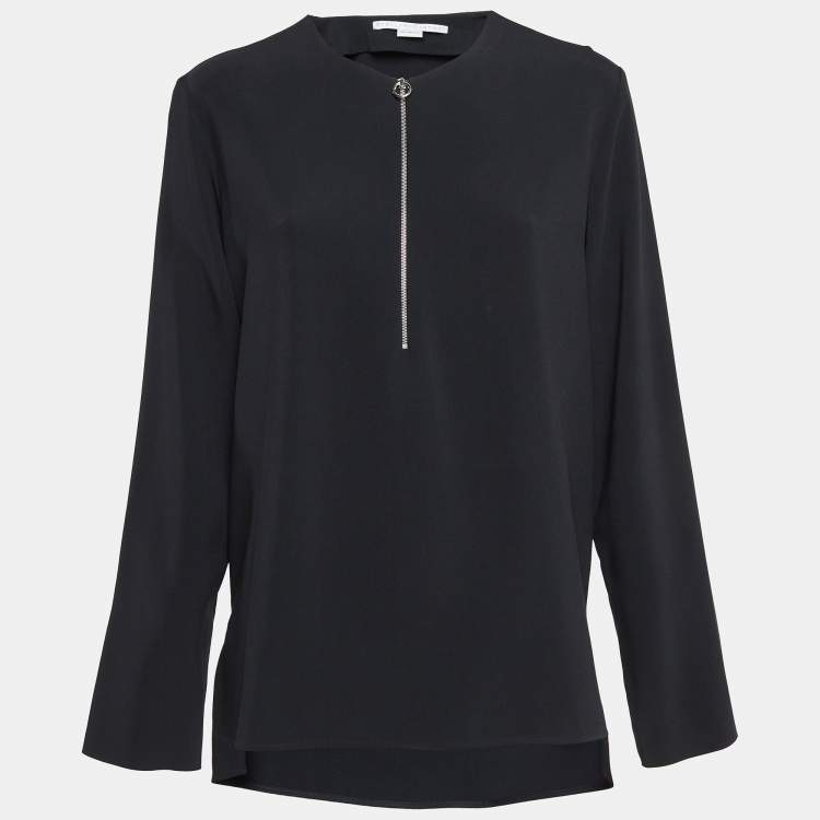 Pre Owned Stella McCartney Black Stretch Crepe Zipper Cady Top M